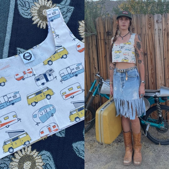 Vintage Tops - Retro Volkswagen airstream handmade tank top
